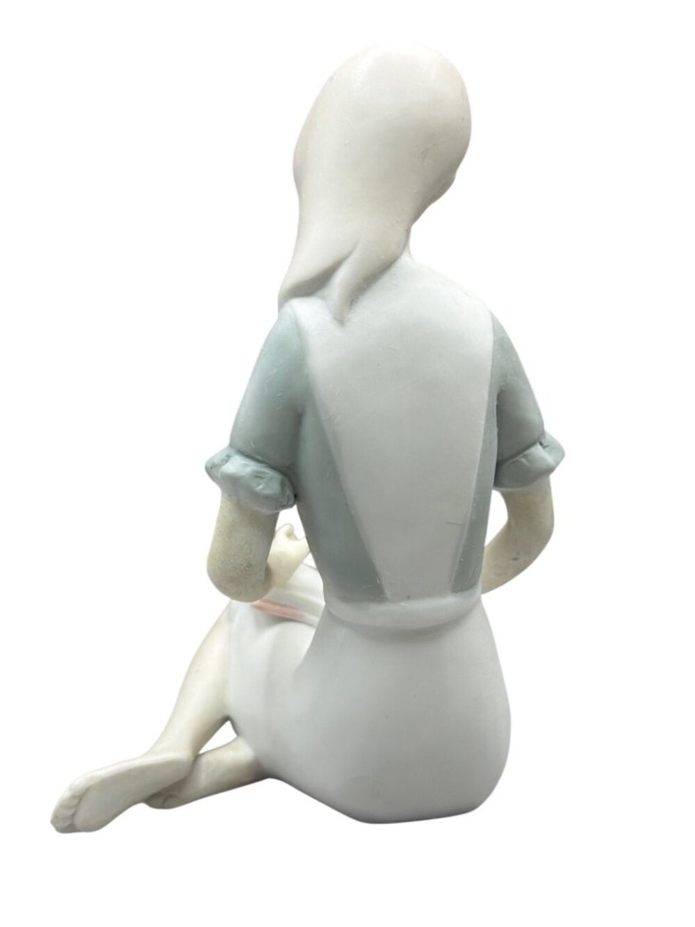 Porcelain Figurine Of Girl Hand-Painted Kneeling Pastel Tones Marked C7842 - Picture 4 of 6